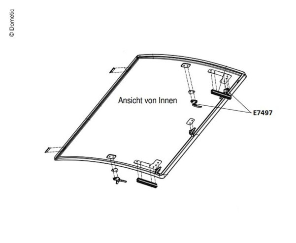 SkyView Verschlussriegel links mit Schrauben und Gummi