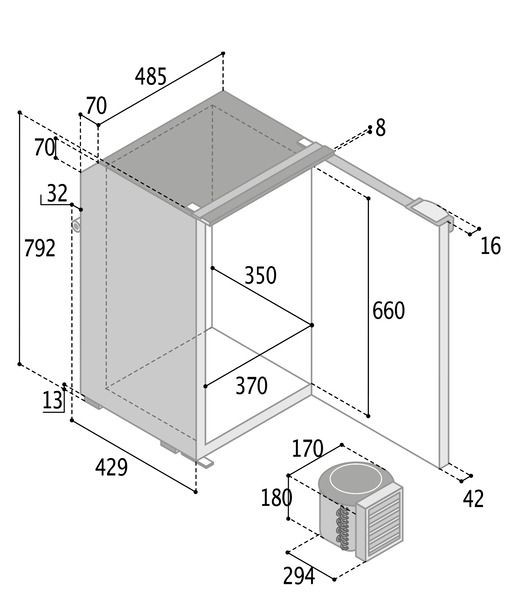 Vitrifrigo Kompressor-Kühlschrank - Grau, 95 Liter