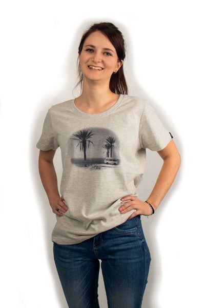 T-Shirt Damen VW in Hellgrau-Melange aus 100% Baumwolle