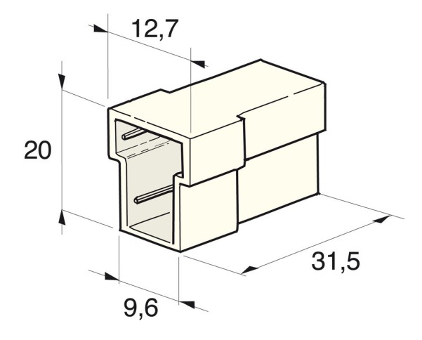 Flachsteckgehäuse T. 2-pol. weibl.