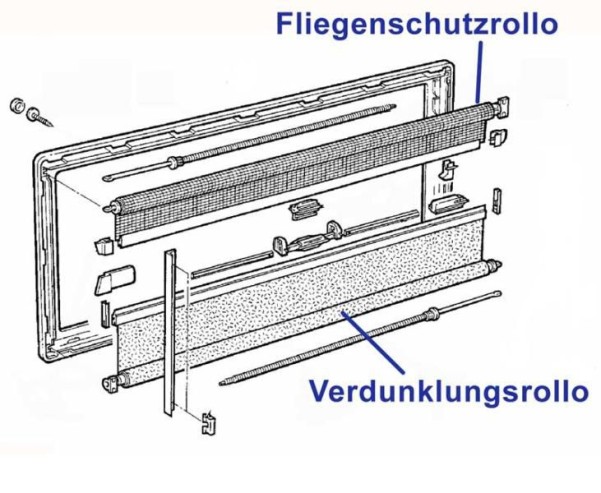 Fliegenschutzrollo für S4-Fenster in Weiss mit Gaze, 900x600 mm