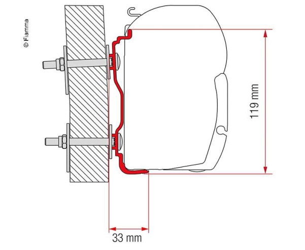 Hymer Wand-Montage-Adapter für Fiamma F45 Markisen ab 2016 (300cm)