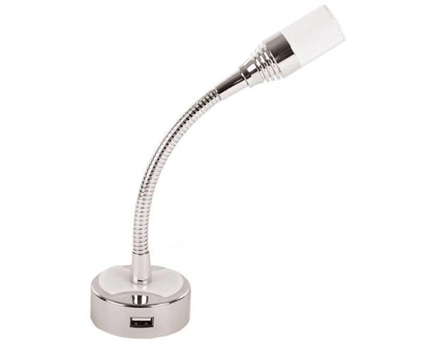 LED Leseleuchte 12V/1W Flexarm mit USB + Wippschal