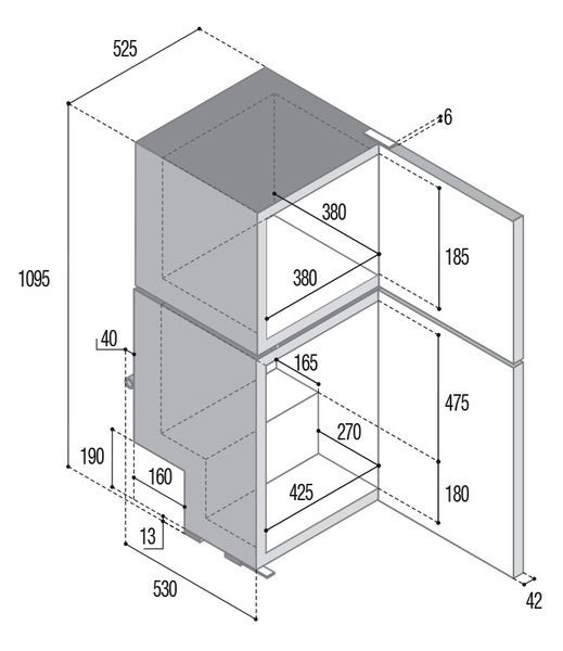 Vitifrigo DP150i Kompressor-Kühl-Gefrier-Kombination mit Airlock-System