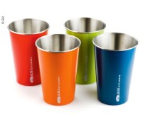 Becher-Set, 4 Stk, Edelstahl, blau,rot,grün,orange