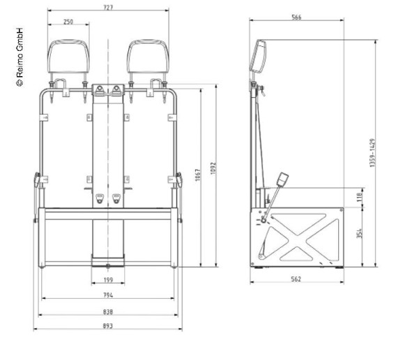 3-Punkt-Gurtbock 900mm