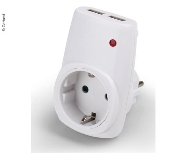 Adaptateur pour prise Schuko avec 2 ports de charge USB