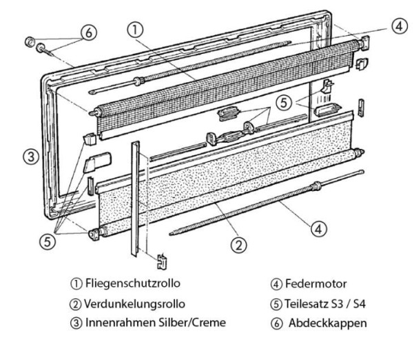 Verdunkelungsrollo mit Federmotor bis 900mm Breite (S3/S4)