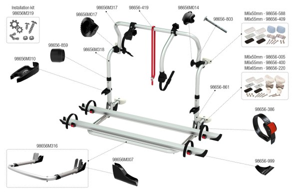 Fiamma Montagesatz für Carry Bike L80 RS Fiamma Artikelnummer 98656M319