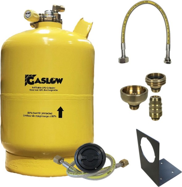 Gaslow LPG Zylinder-Kit mit Einfüllstutzen und Stutzenhalterung 6 kg