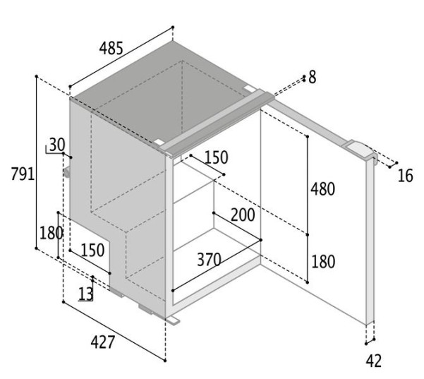 Vitrifrigo C85i Kompressor-Kühlschrank - Schwarz, 85 Liter mit Airlock-System