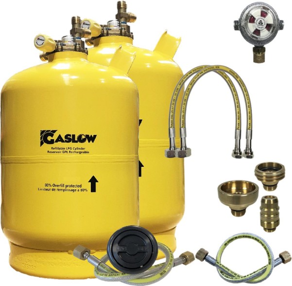 Gaslow LPG Doppelzylinder Kit mit Einfüllstutzen 6 kg und 11 kg