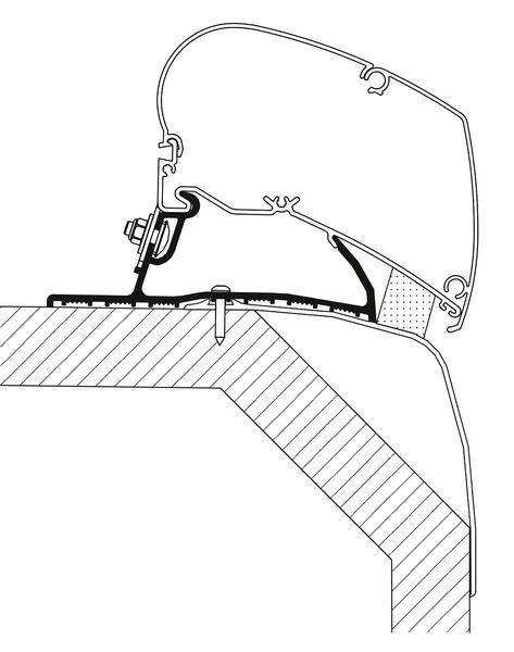 Adapter für Thule Omnistor Markise an Laika Ecovip TO 6300 / 9200 (Markisenbreite 375-500 cm)