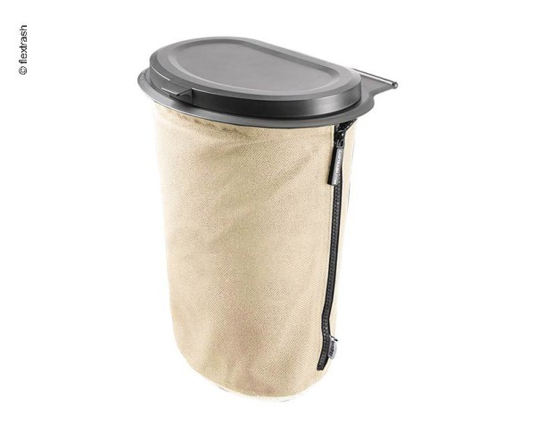 Waschbarer Flextrash Mülleimer aus recycelten PET Flaschen, 5 Liter, creme-beige