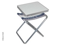 Tabouret pliant TORTUGA w. Plateau de table en MDF, blanc-bleu-rouge 1x1 Textilene