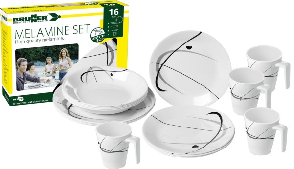 Brunner Melamine Geschirrset 16 teilig 4 Personen serenade