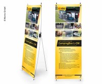 X-Banner mit Reimo Campingbox L-CM Motiv - Englisch - Grösse 60x180cm