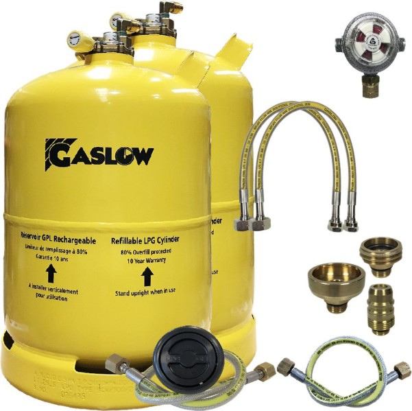 Gaslow Doppel Zylinder Kit mit Einfüllstutzen 11 kg