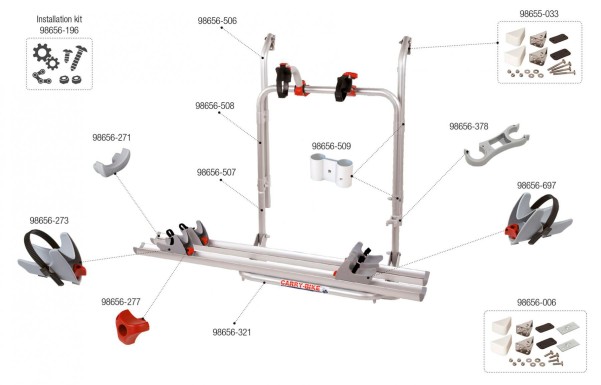 Fiamma Montagesatz für Carry Bike 200 D / R Fiamma Artikelnummer 98656-196