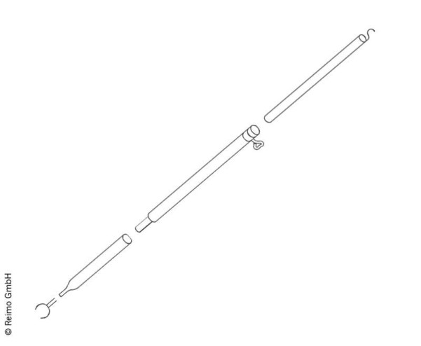 Dachhakenstange aus Aluminium, 3-teilig, 1.6-2.6m lang mit einem Durchmesser von Ø32x1.5mm/Ø28x1.5mm