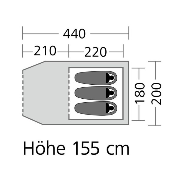 Tunnelzelt Chimney Rock 3 Plus 200 x 155 x 440 cm