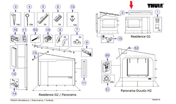 Thule Fensterstange passend zu Thule Safari Room / Residence