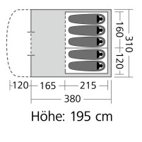 Tunnelzelt Rocky Mountain 5 Plus 310 x 195 x 510 cm