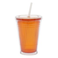 Tasse thermique avec paille 0,45 l orange