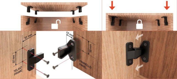 Holzverbinder-Set, 16 Stück, schwarz