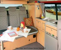 Möbelzeile für VW T5/T6 langer Radstand Sportcamper in Holzdekor Apfel Schichtstoff (ohne Technik)