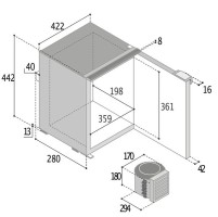 Vitifrigo C25L Kompressor-Kühlschrank in Schwarz mit externer Kompressoreinheit