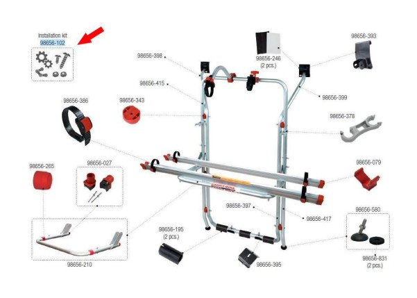 Fiamma Montagesatz für Carry Bike VW T5 Fiamma Artikelnummer 98656-102