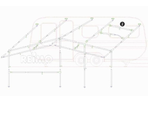 Stahl Spannstange für Dachauflagen, 160-260cm, 3-teilig mit Rohrschellen