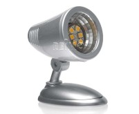 Spot de surface à LED, 6 LED en plastique argenté, avec interrupteur 0,6 Watt, 120lm