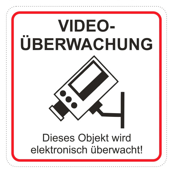 Schütz Hinweisschild Videoüberwachung Aufkleber 65 x 65 x 0,1 mm