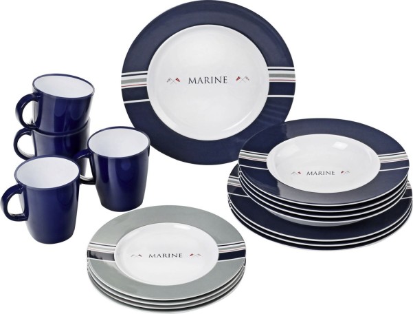 Brunner Marine Dinner Service Geschirr-Set 16 tlg.