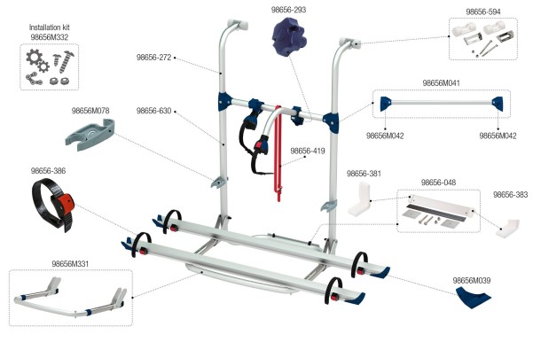 Fiamma Montagesatz für Carry Bike Pro Hymer RS Fiamma Artikelnummer 98656M332