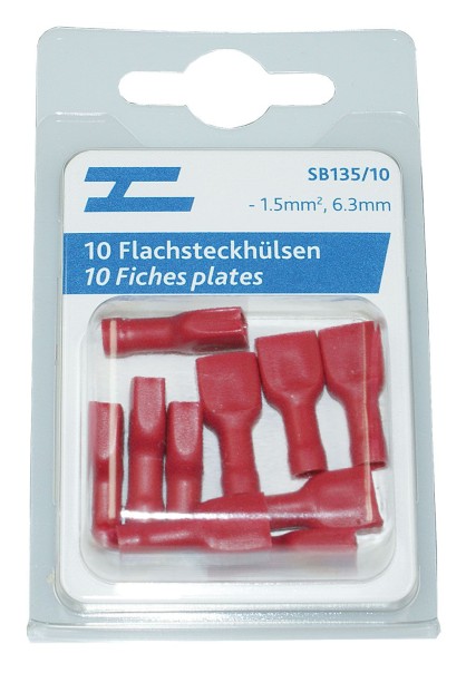 Flachsteckhülsen vollisoliert 6.3mm rot