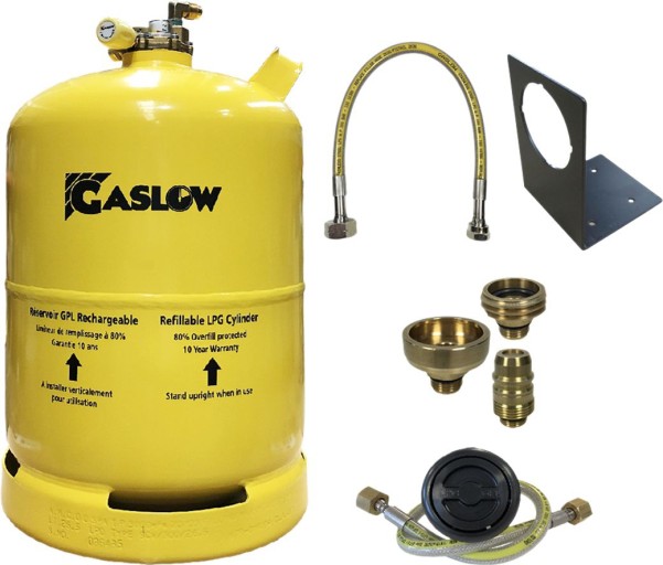 Gaslow LPG Zylinder-Kit mit Einfüllstutzen und Stutzenhalterung 11 kg