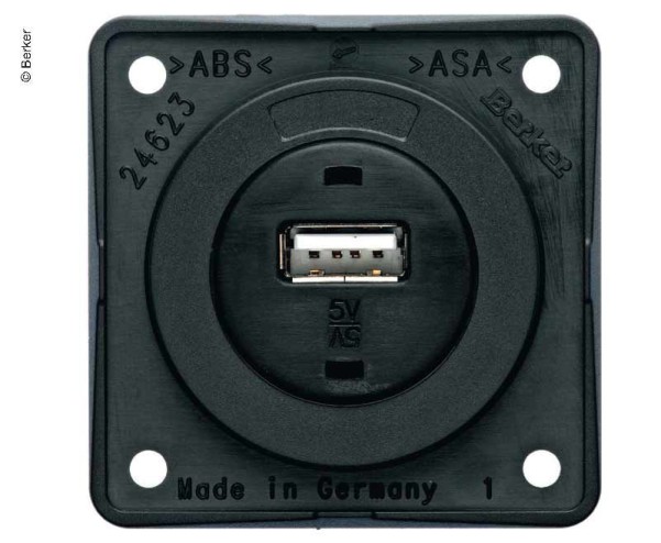 USB-Einbaubuchse, anthrazit matt lose, 12V, 3A Aus